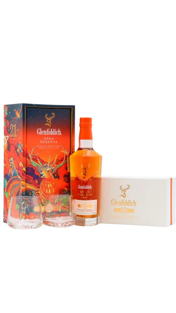 Glenfiddich - 2022 Lunar New Year - Gran Reserva Speyside Single Malt Scotch 21 year old Whisky (Includes Branded Glasses)