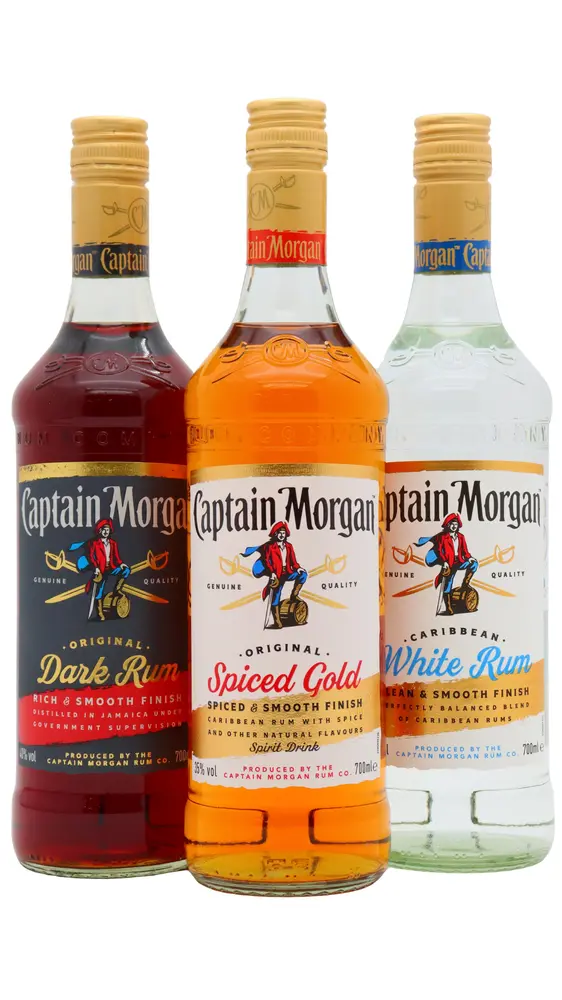 Captain Morgan - Dark & White & Spiced Rum 70cl x 3 40% ABV Bundle