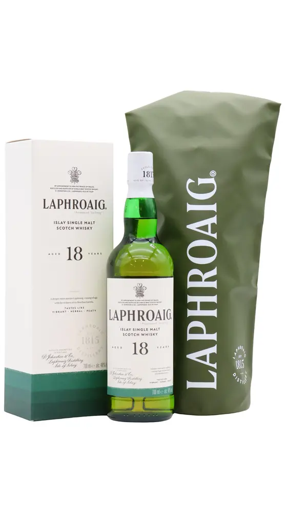 Laphroaig - Islay Single Malt Scotch 18 year old Whisky (Includes Waterproof Dry Bag) 70CL