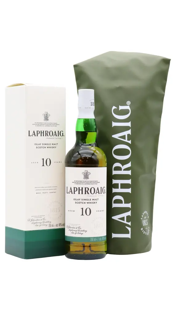 Laphroaig - Islay Single Malt Scotch 10 year old Whisky (Includes Waterproof Dry Bag) 70CL