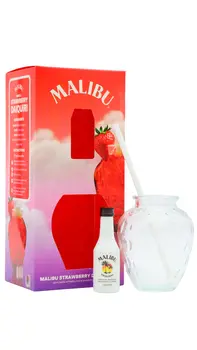 Malibu - Coconut Rum Liqueur Strawberry Glass Gift Pack