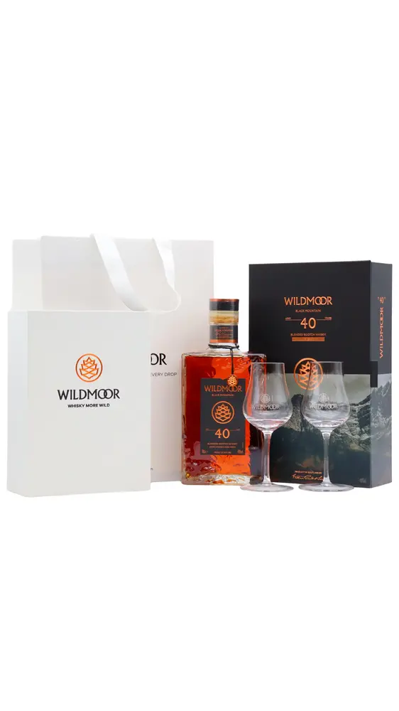Wildmoor - Black Mountain Blended Scotch 40 year old Whisky (Includes Tasting Glasses) 70CL