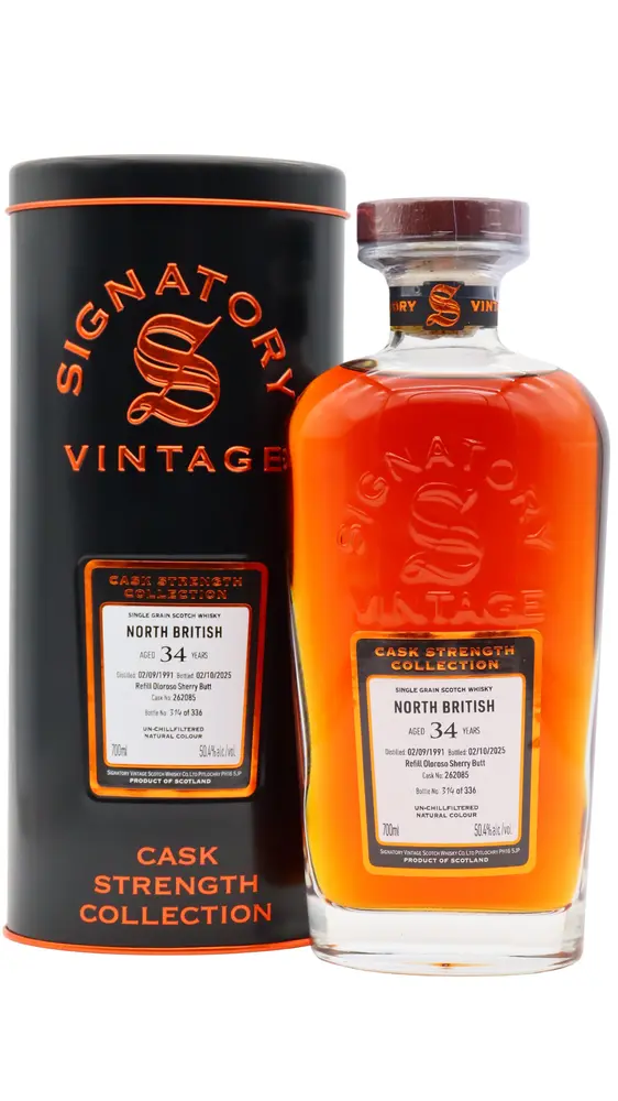 North British - Signatory Vintage - Cask Strength Single Grain 1991 34 year old Whisky 70CL