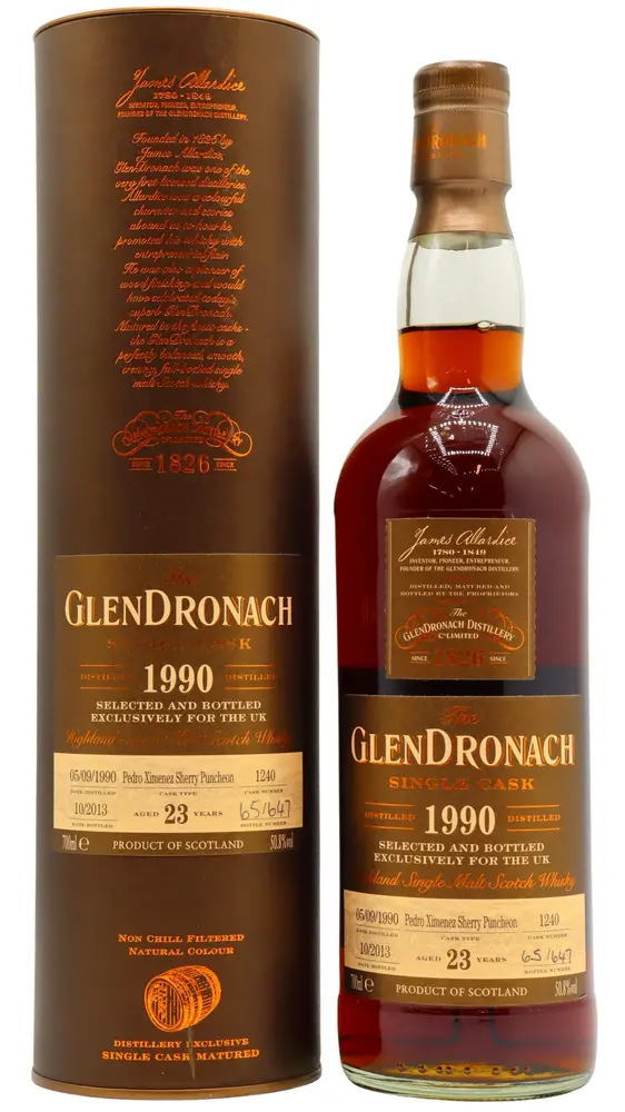 Glendronach - 23 year old Single Cask #1240 1990 Whisky 70cl 50.8% ABV (UK Exclusive)