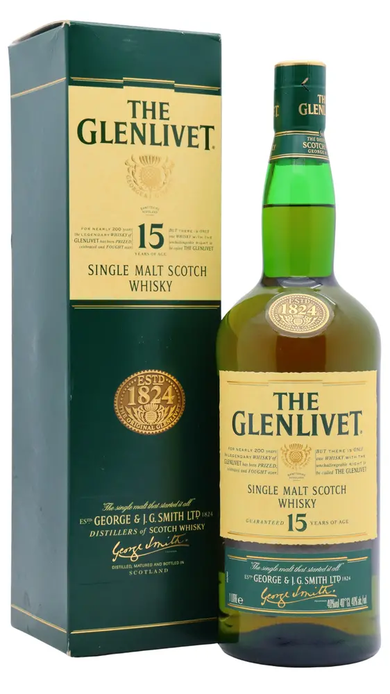 Glenlivet - 15 year old Single Malt Scotch Whisky 100cl 40% ABV (Old Bottling)- (1 Litre)