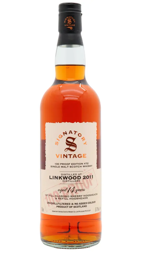 Linkwood - 14 year old Signatory Vintage 100 Proof Batch #72 Single Malt Scotch 2011 Whisky 70cl 57.1% ABV0