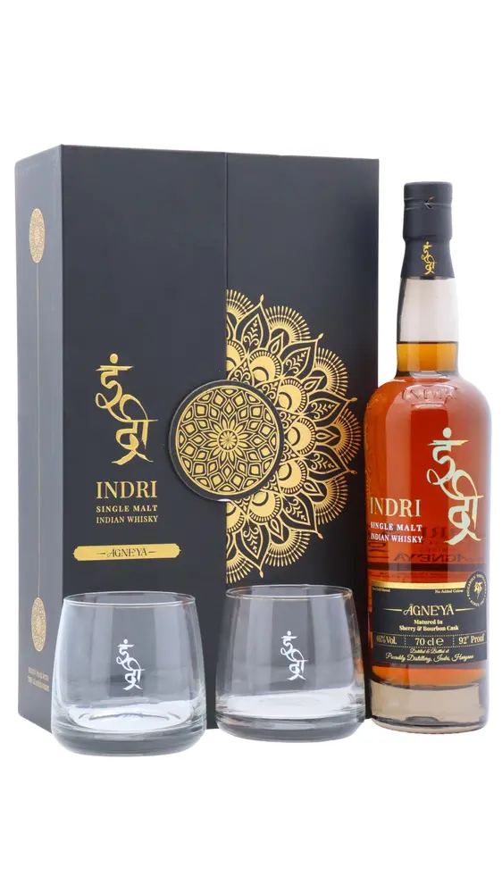 Indri - Agneya Indian Single Malt Whisky 70cl 46% ABV Glass Pack