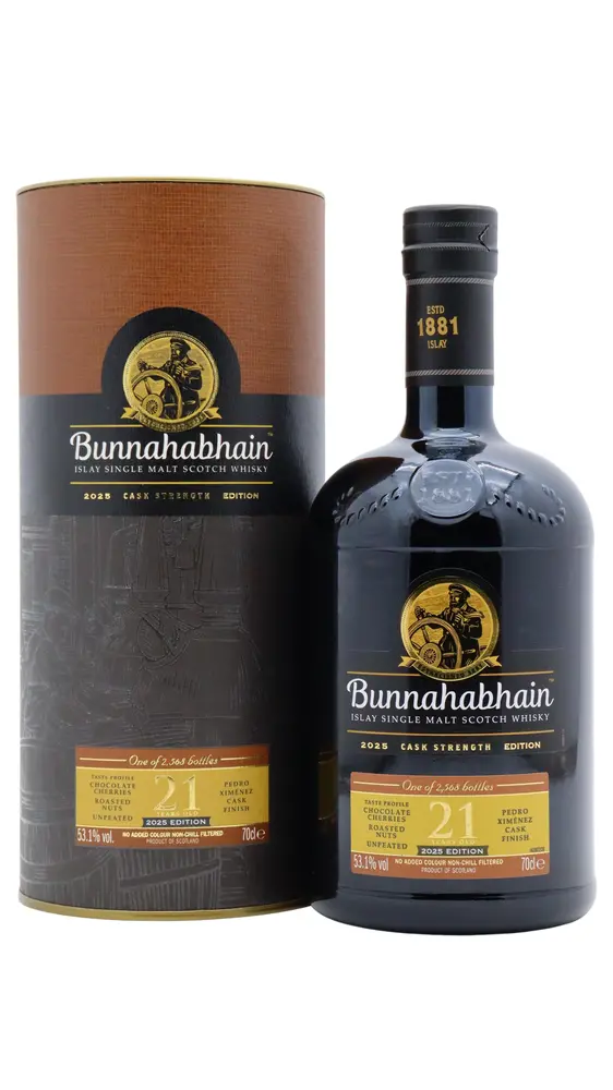 Bunnahabhain - 21 year old Cask Strength PX Cask 2025 Edition Islay Single Malt Scotch Whisky 70cl 53.1% ABV0