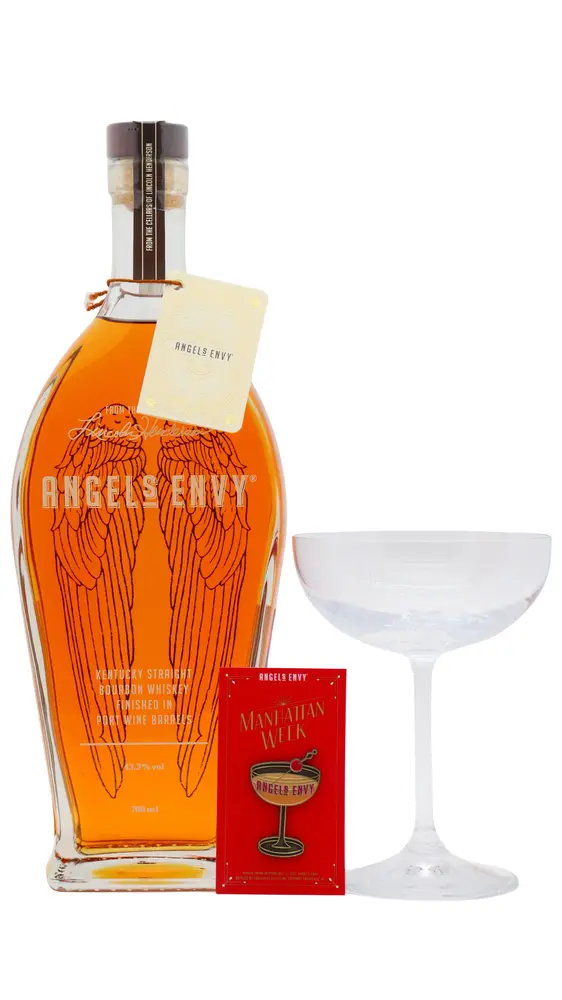 Angel's Envy - Straight Port Cask Finish Kentucky Straight Bourbon Whiskey 70cl 43.3% ABV (Includes Martini Glass & Pin Badge)
