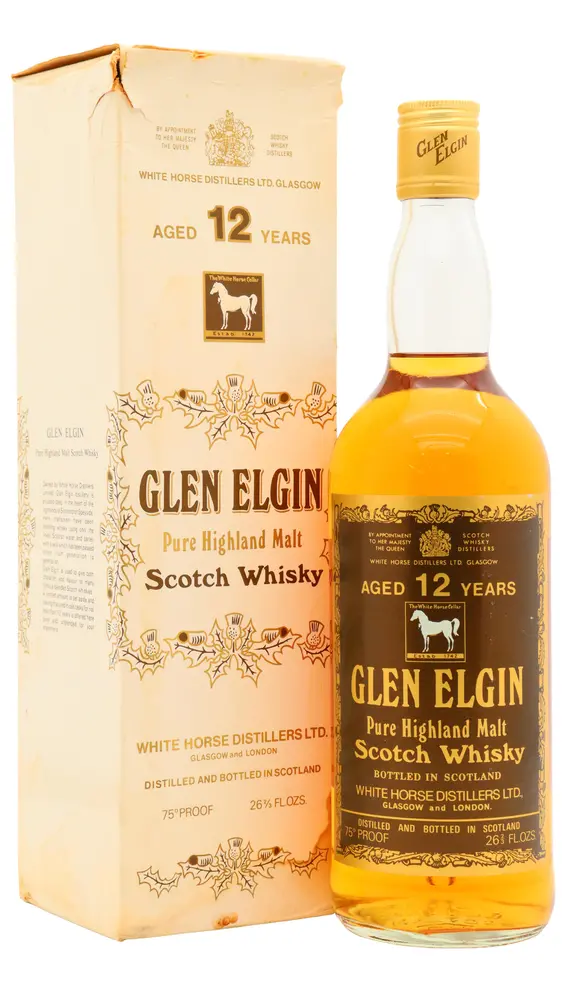 Glen Elgin - 12 year old White Horse Pure Highland Malt Scotch Whisky 26 2/3 Fl. Ozs 43% ABV (1970's Bottling)