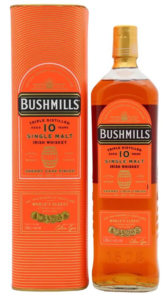 Bushmills - 10 year old Sherry Cask Finish Irish Whiskey 100cl 46% ABV (1 Litre)