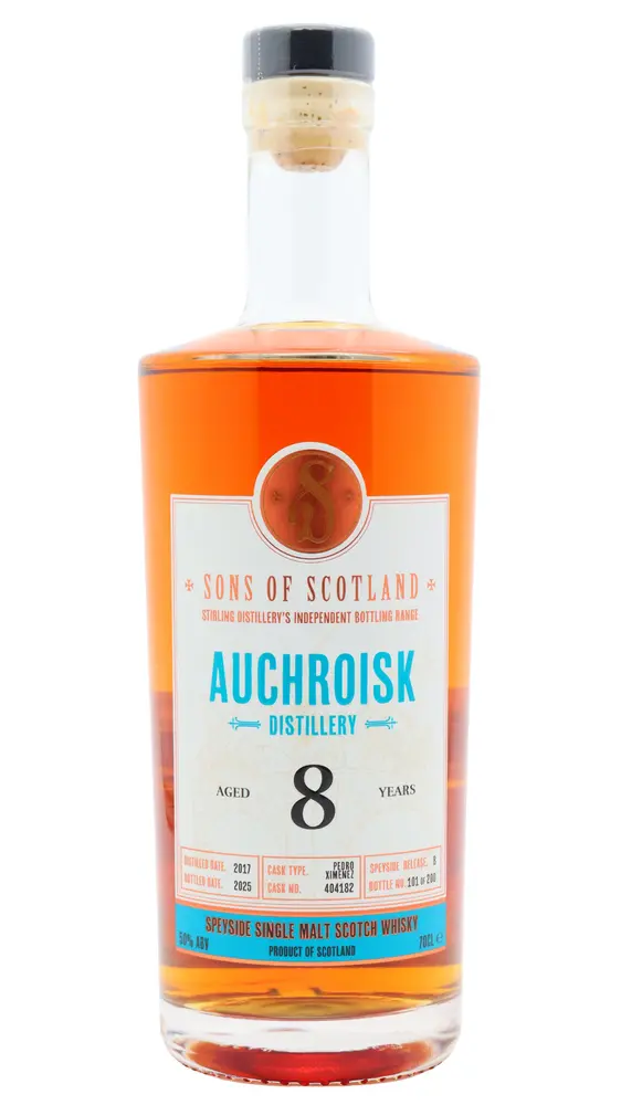 Auchroisk - 8 year old Stirling Distillery - Sons Of Scotland Single Pedro Ximenez Cask #404182 2017 Whisky 70cl 50% ABV0