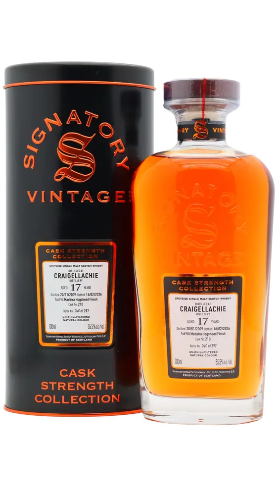 Craigellachie - 17 year old Signatory Vintage Single Madeira Wine Cask #210 2009 Whisky 70cl 55.5% ABV0