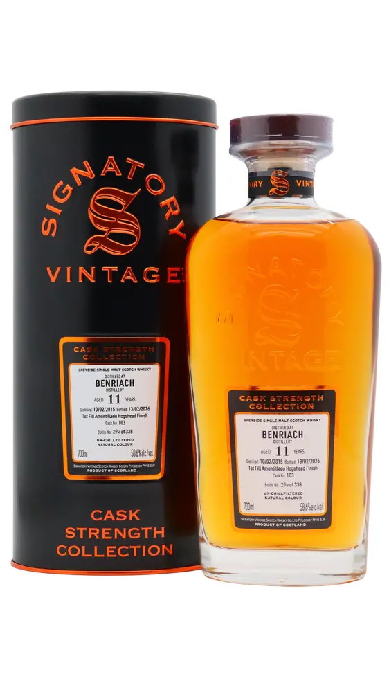 Benriach - 11 year old Signatory Vintage Single Amontillado Sherry Cask #103 2015 Whisky 70cl 58.6% ABV0