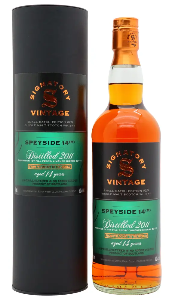 Undisclosed Speyside - 14 year old (M) Signatory Vintage Small Batch Edition #20 Single Malt Scotch 2011 Whisky 70cl 48.2% ABV0