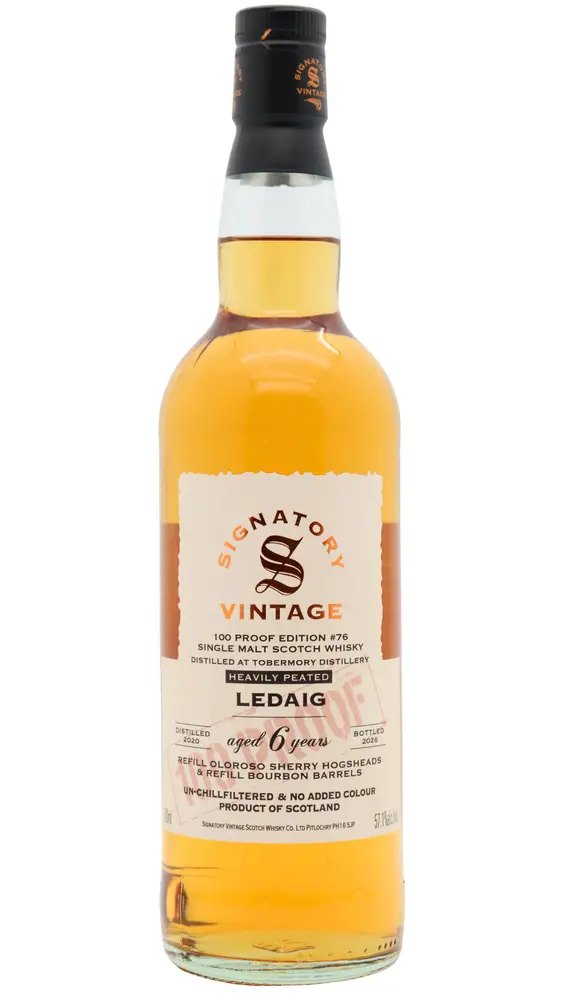 Ledaig - 6 year old Signatory Vintage 100 Proof Batch #76 Single Malt Scotch 2020 Whisky 70cl 57.1% ABV0