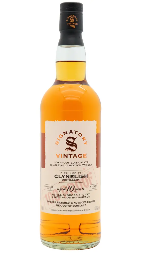 Clynelish - 10 year old Signatory Vintage 100 Proof Batch #77 Single Malt Scotch 2016 Whisky 70cl 57.1% ABV0