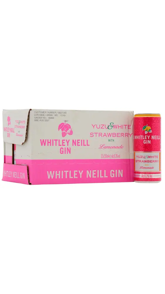 Whitley Neill - Yuzu & Strawberry Gin & Lemonade Cocktail 250ml x 12 8.3% ABV (12 x 250ml)