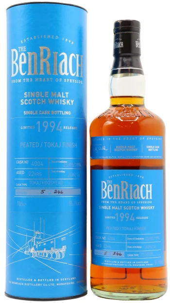 Benriach - 22 year old Peated Tokaj Finish Single Cask #4004 1994 Whisky 70cl 55.1% ABV