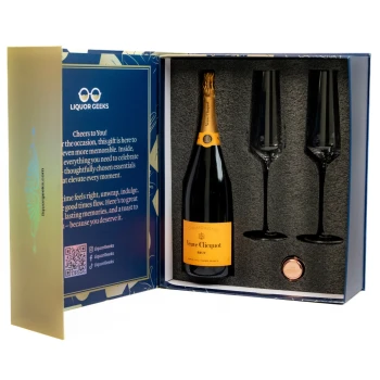 Veuve Clicquot Brut Champagne Gift Set with Glasses & Stopper – Exclusive Liquor Geeks Edition 750ml