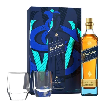 Johnnie Walker Blue Label Blended Scotch Whiskey With Crystal Glasses 750ml
