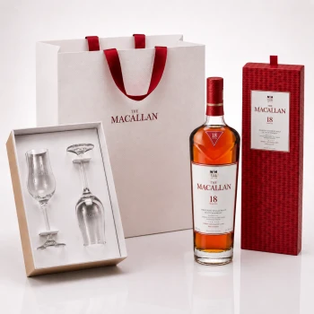 The Macallan 18 Year Old Sherry Oak Luxury Gift Set with Crystal Glassware 750ml
