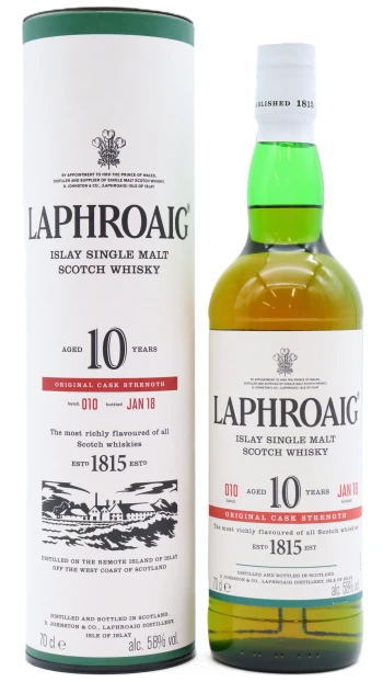 Laphroaig - 10 year old Cask Strength Batch 010 Islay Single Malt Scotch Whisky 70cl 58% ABV