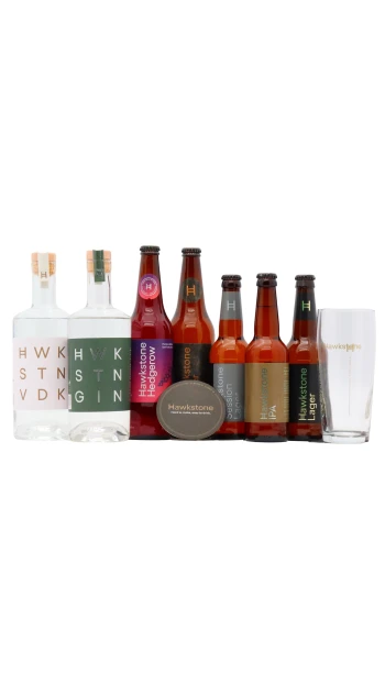 Hawkstone - Cider- Beer- Gin & Vodka Spirit 70cl x 2 + 500ml x 2 + 330ml x 3 40% ABV Bundle- (Includes Coasters & Pint Glass)