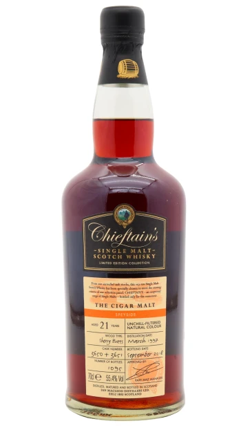 Undisclosed Speyside - 21 year old Chieftain's Cigar Malt Sherry Cask Single Malt Scotch 1997 Whisky 70cl 55.4% ABV