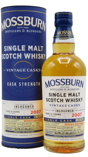 Inchgower - 14 year old Mossburn Vintage Casks Single Cask 2007 Whisky 70cl 56.2% ABV