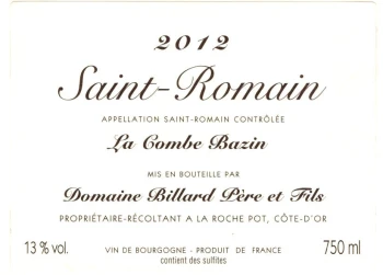 Domaine Billard Saint Romain Les Combes Bazin Blanc - 2023 (750ml)
