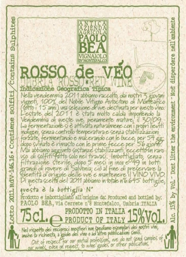 Paolo Bea Rosso de Veo - 2019 (750ml)