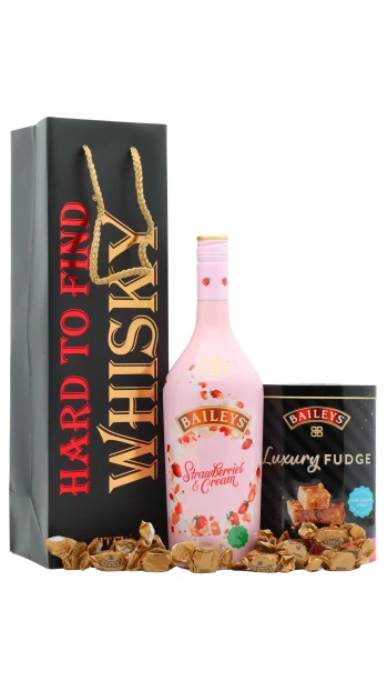 Baileys - Strawberries & Cream Liqueur 100cl 17% ABV (1 Litre)- Fudge Gift Set