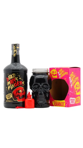 Dead Man's Fingers - Spiced Rum 100cl 37.5% ABV (1 Litre)- (Includes Scented Candle & Mini Hip Flask)