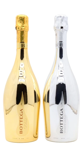 Bottega - Venezia White Gold & Gold Diamond Prosecco Extra Brut Sparkling Wine 75cl x 2 11% ABV (2 x 75cl)