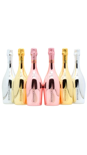 Bottega - Gold Diamond- Rose Gold & White Gold Prosecco Extra Brut Sparkling Wine 75cl x 6 11.5% ABV (6 x 75cl)