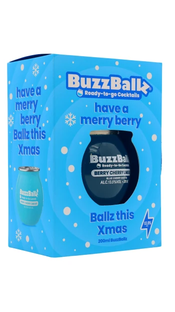 BuzzBallz - Berry Cherry Limeade Cocktail 20cl 13.5% ABV Christmas Card Gift Pack