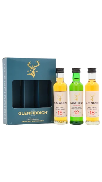 Glenfiddich - Single Malt Scotch Whisky 5cl x 3 40% ABV Miniature Gift Pack