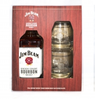 Jim Beam Bourbon Kentucky Gft Pk W/ 2 Rock Glasses 750ml