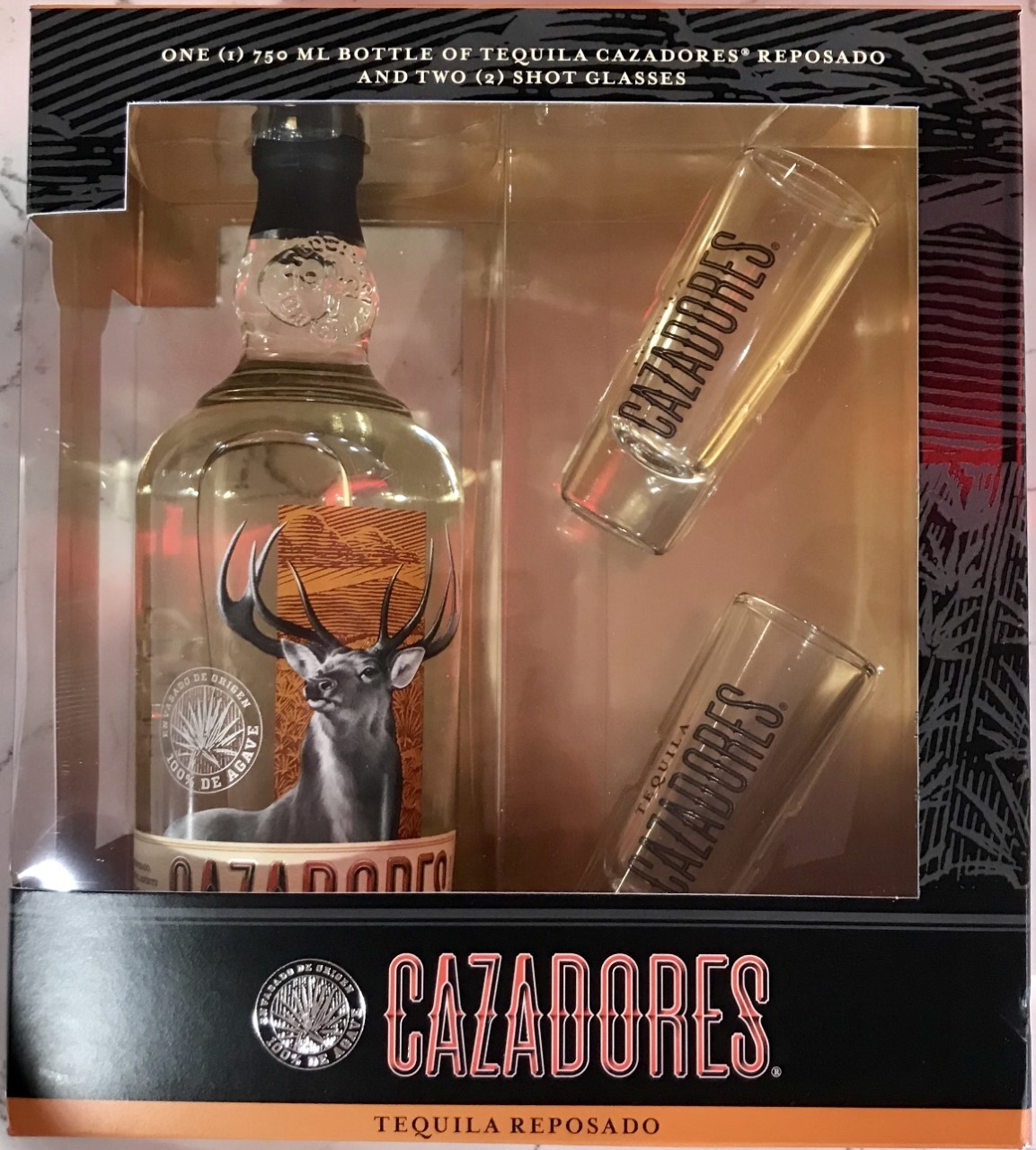 Cazadores Tequila Reposado Gft Pk W/ 2 Shot Glasses 750ml Liquor