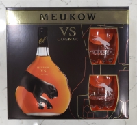 Meukow Cognac Vs France Gift Pack W/ Glasses 750ml