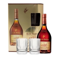 Remy Martin Cognac 1738 Accord Royal Fine Champagne France Gft Pk W/ 2 Glasses 750ml