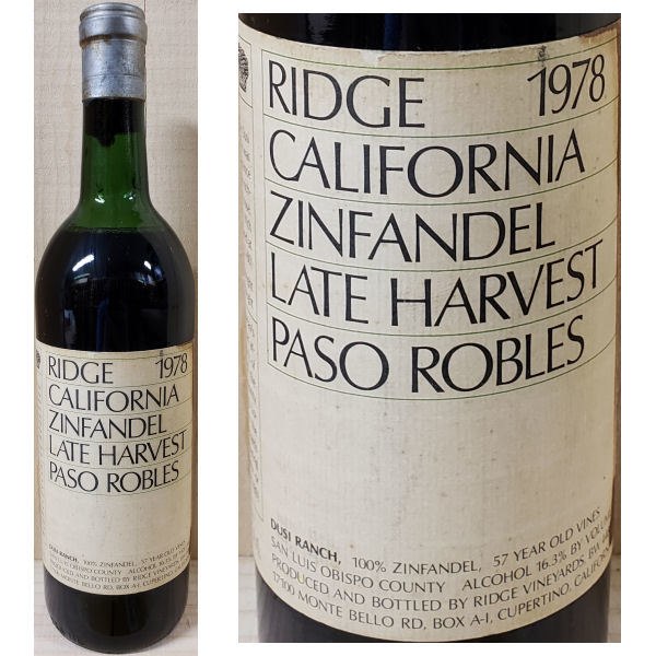 Ridge Paso Robles Late Harvest Zinfandel 1978