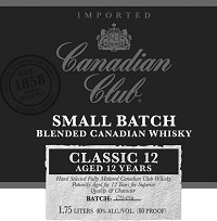 Canadian Club Canadian Whisky Small Batch 12 Year Classic 1L