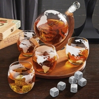Globe Decanter Set with Whiskey Stones - 6pc Set